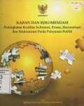 Kajian dan Rekomendasi Peningkatan Kualitas Substansi, Proses, Harmonisasi dan Sinkronisasi Perda Pelayanan