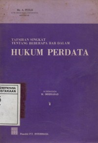 Tafsiran Singkat Tentang Beberapa Bab Dalam Hukum Perdataa