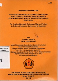 Image of Politik Hukum Bidang Ketenagakerjaan Bagi Pekerja Migran Dalam Rangka Pengembangan Hukum Ketenagakerjaan Indonesia
