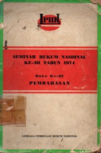 Image of Seminar Hukum Nasional Ke-III Tahun 1974